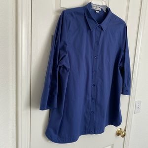 No-Iron 3/4 Sleeve Blouse - French Blue 2X